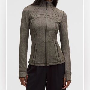Lululemon define jacket herringbone dark olive womens 2 yoga athleisure